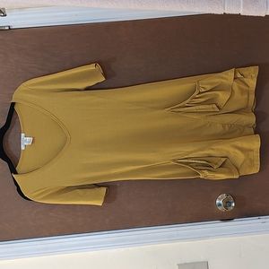 Organic Mustard Cotton Ruffle Pocket Dress